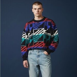 Vintage 90s‎ Oakton Limited Geometric Sweater - Large - Retro Knit